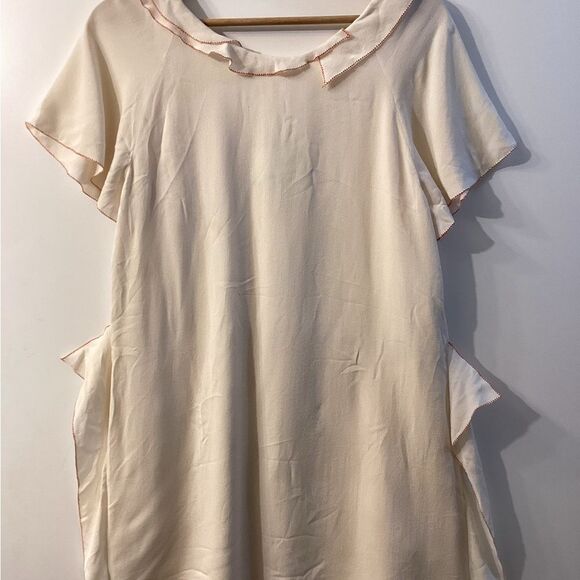 3.1 Phillip Lim Cream Flutter Sleeve Blouse Peter Pan Collar Top - Picture 7 of 13